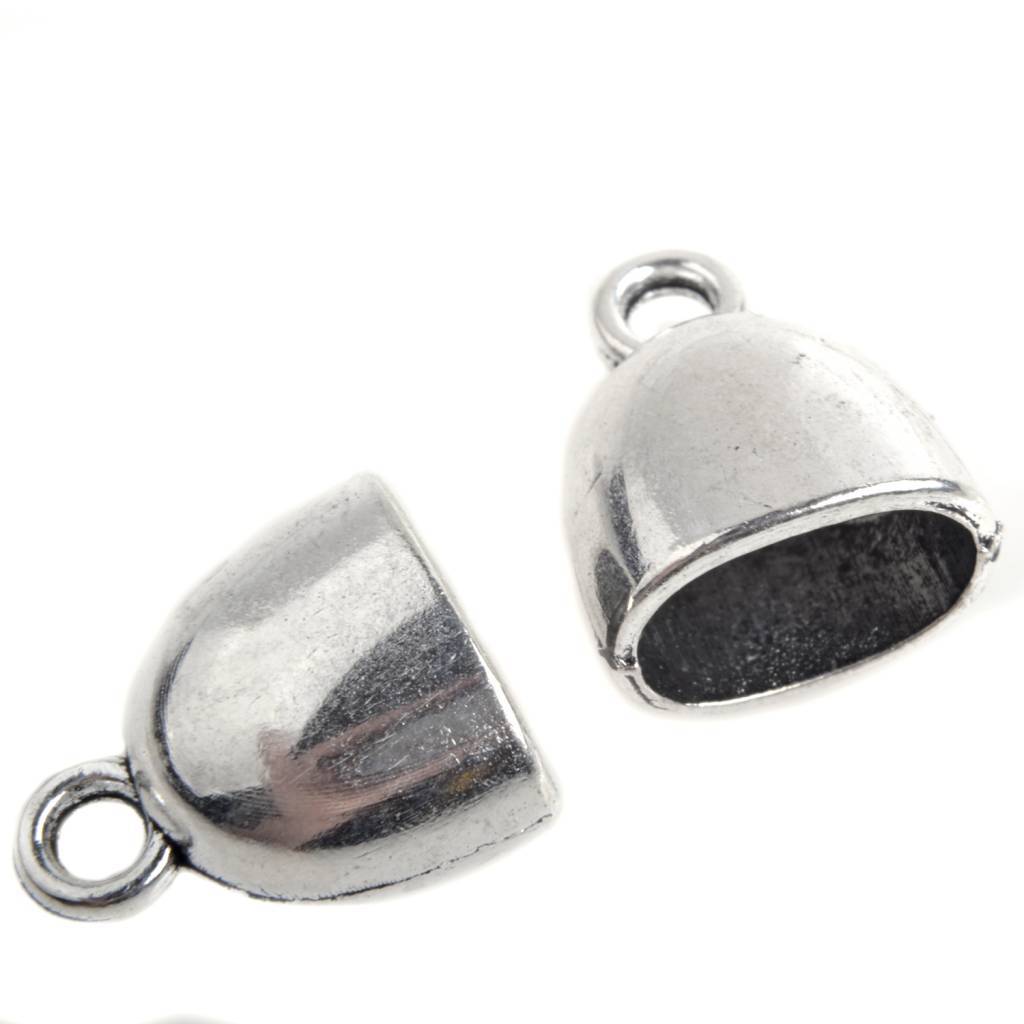 Eindkap 11x7mm glad Zilver 15.5x13mm - 2 stuks-Kraaltjes van Renate