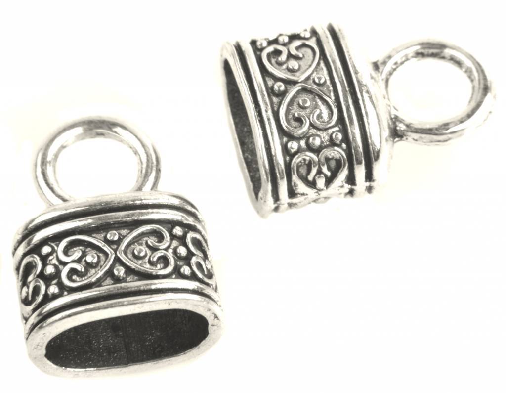 Eindkap Ø11x6mm hartjes Zilver 18x13x9mm - 2 stuks-Kraaltjes van Renate