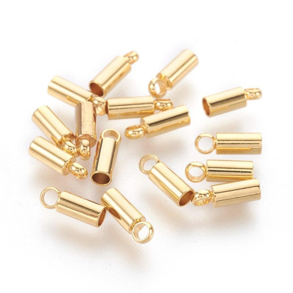 Eindkap Ø2mm goud RVS 18K Gold Plated 8x2,5mm - per stuk-Onderdelen-Kraaltjes van Renate