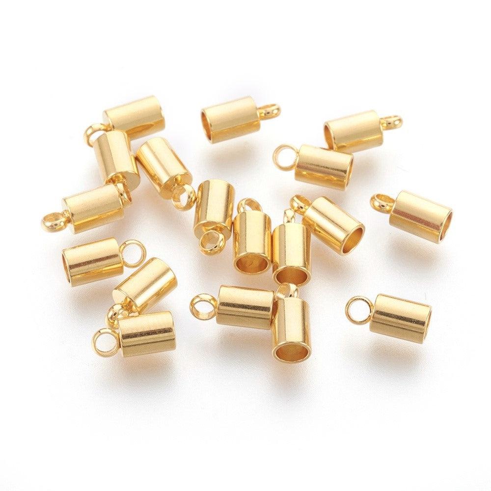 Eindkap Ø3mm goud RVS 18K Gold Plated 9x4mm - per stuk-Onderdelen-Kraaltjes van Renate