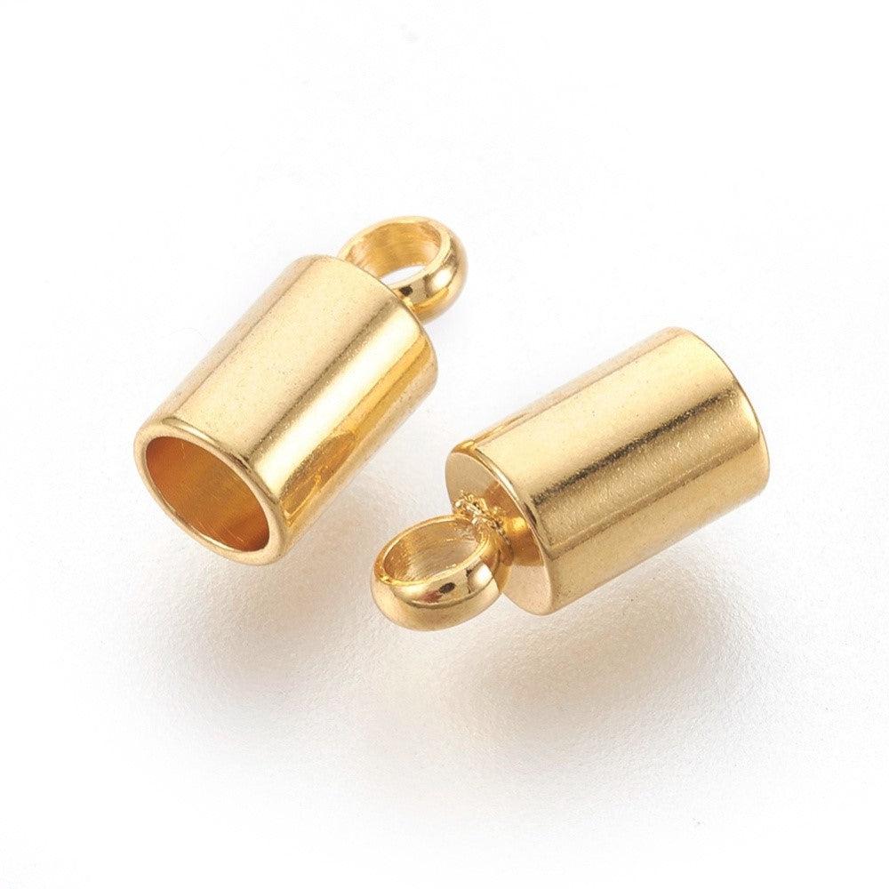 Eindkap Ø3mm goud RVS 18K Gold Plated 9x4mm - per stuk-Onderdelen-Kraaltjes van Renate