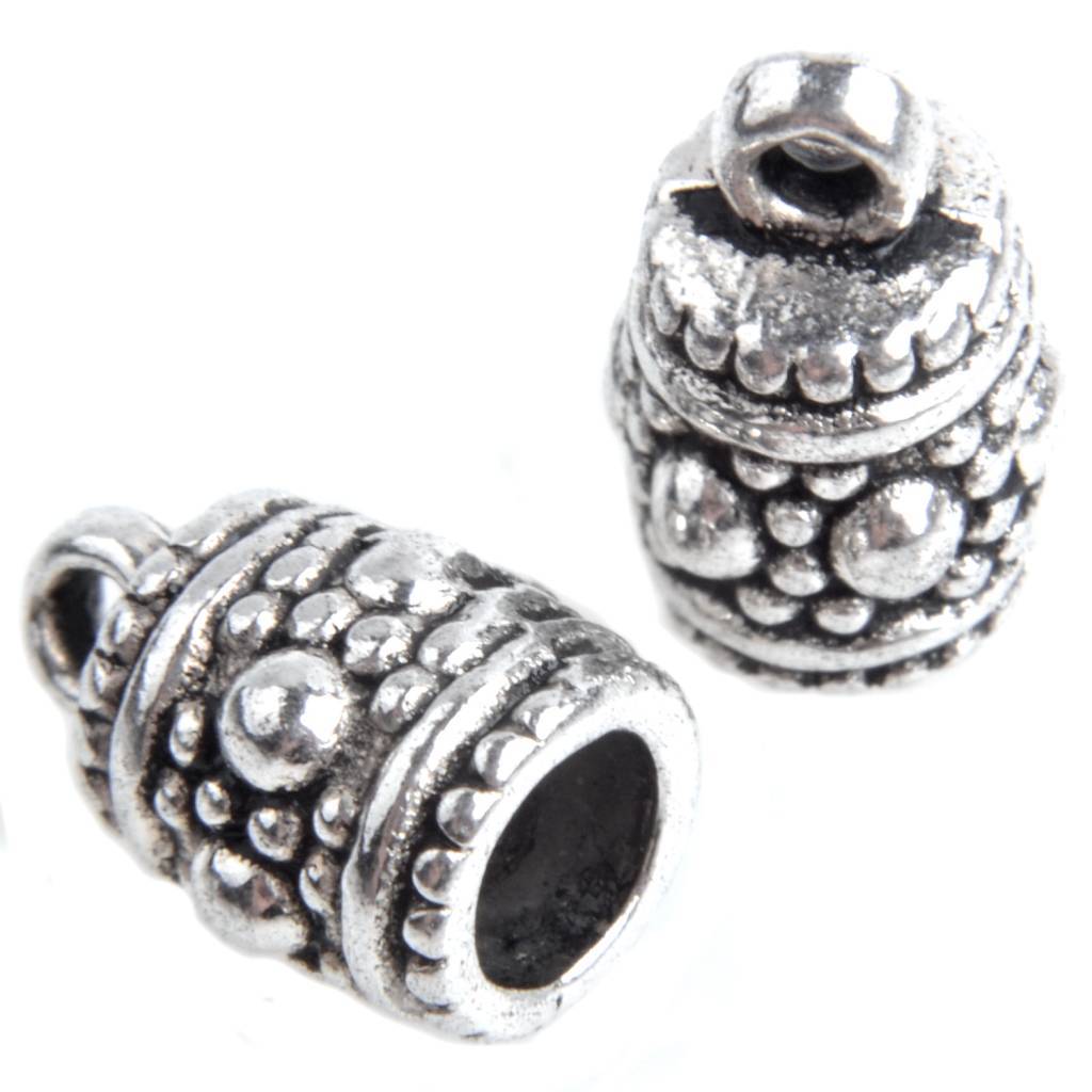 Eindkap Ø4mm dots Zilver 11x7mm - 6 stuks-Kraaltjes van Renate