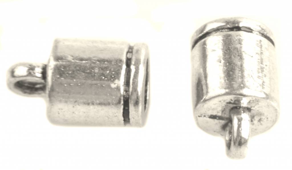 Eindkap Ø4mm streep Zilver 10x6mm - 6 stuks-Kraaltjes van Renate