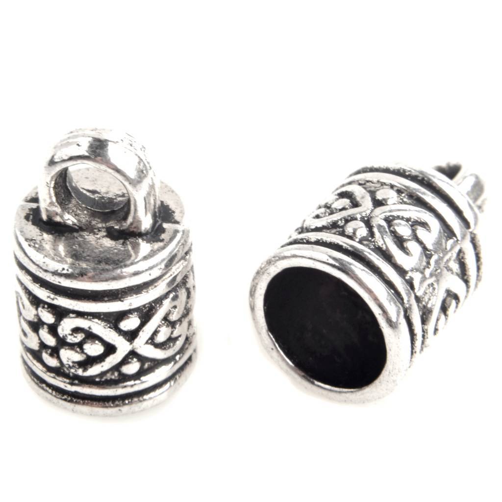 Eindkap Ø8mm hartjes Zilver 16x10mm - 2 stuks-Kraaltjes van Renate