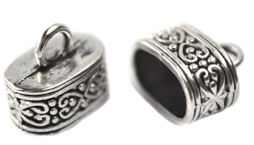 Eindkap hartjes Ø12x7mm zilver 15x13mm - 2 stuks-Kraaltjes van Renate