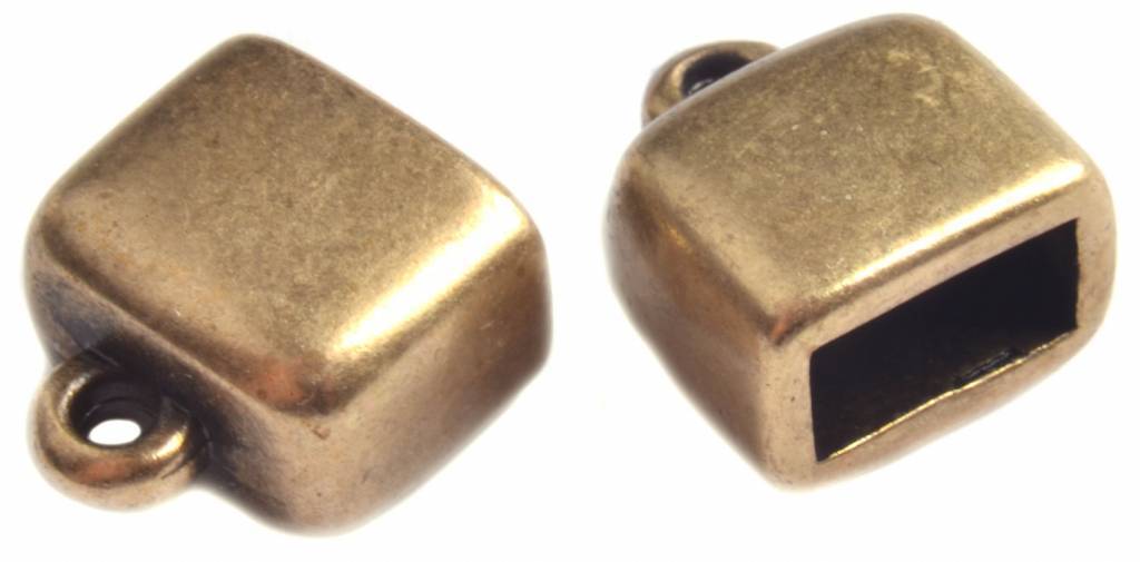 Eindkap rechthoek Ø8x4mm Brons DQ-Kraaltjes van Renate