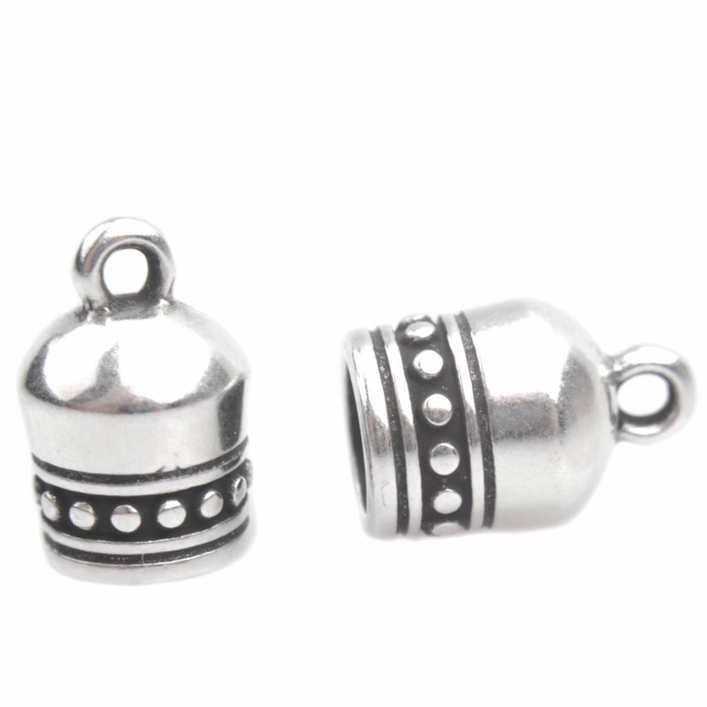 Eindkap rond design dots Ø6mm Zilver DQ 14x9mm-Kraaltjes van Renate