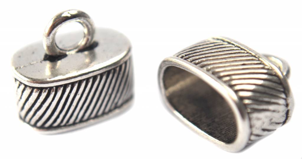 Eindkap streepjes Ø12x7mm zilver 15x13mm-Kraaltjes van Renate
