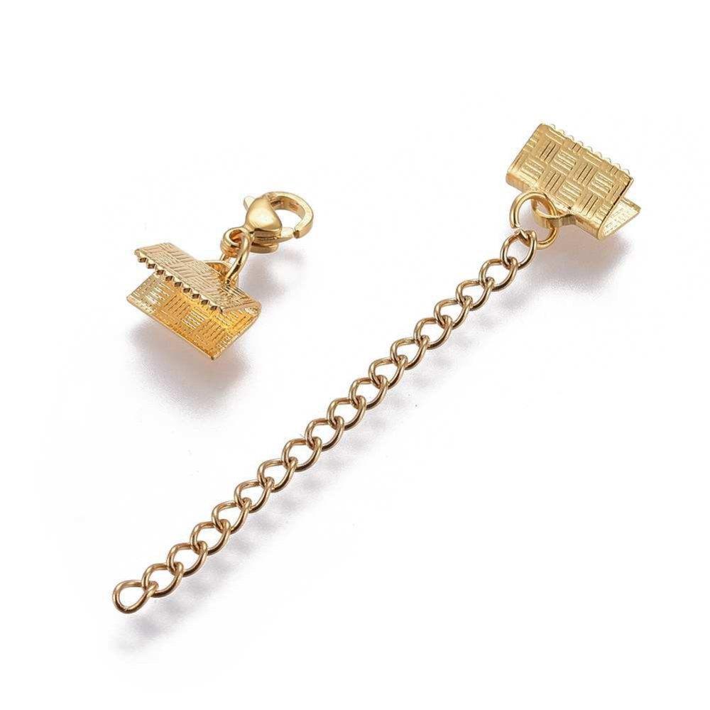 Eindkap + verlengketting 25mm RVS goud - per 2 stuks-Onderdelen-Kraaltjes van Renate