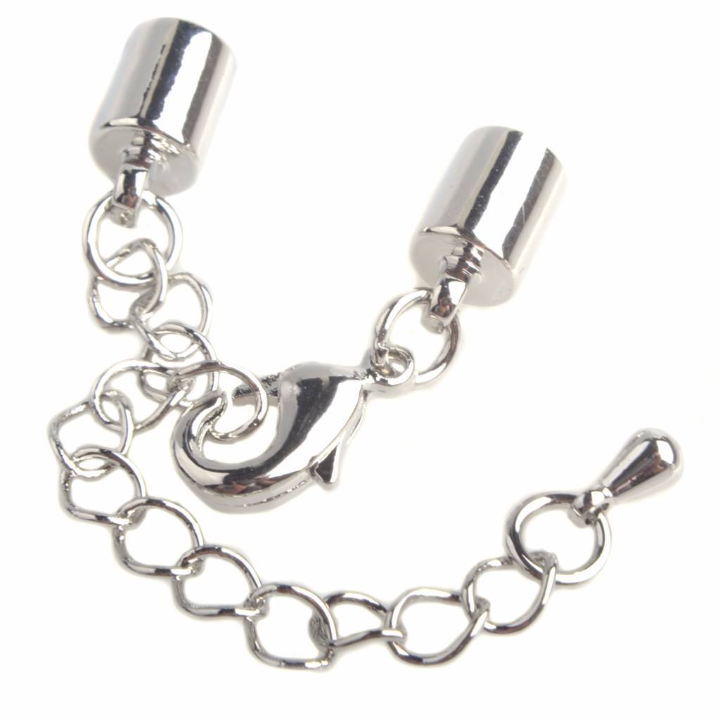 Eindkappen Ø5mm met sluiting & verlengketting Zilver-Kraaltjes van Renate