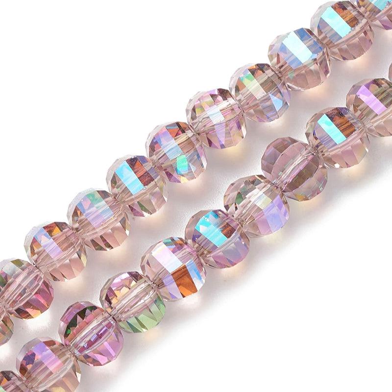 Electroplate facet AB color pink 8x6mm- per 10 stuks-Kralen-Kraaltjes van Renate