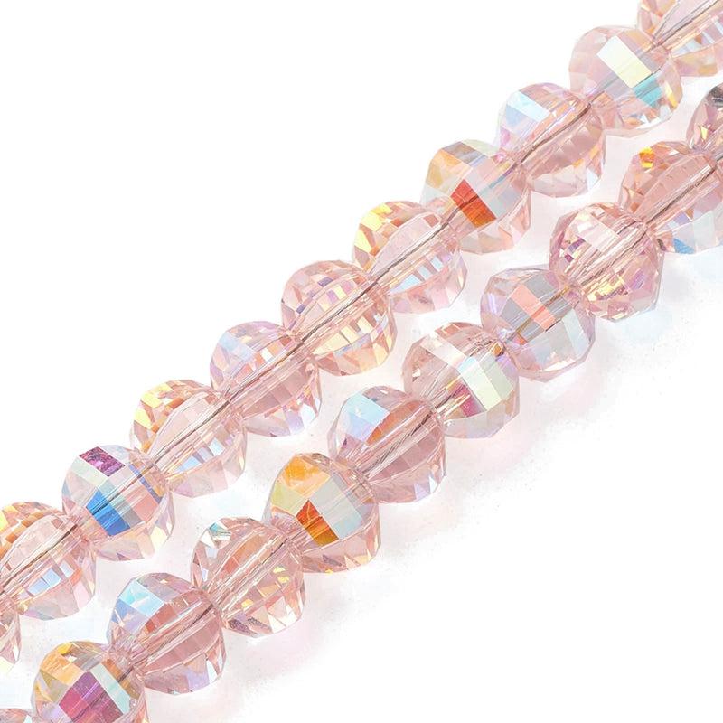 Electroplate glaskraal AB color plated roze 8x6mm- per 10-Kralen-Kraaltjes van Renate