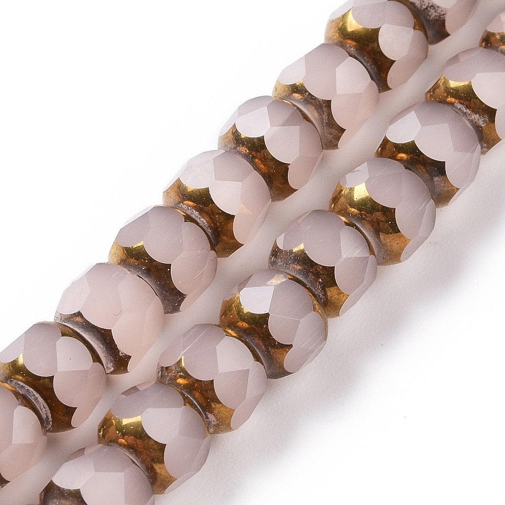 Electroplate glaskralen half plated gold 7,5x6mm-Kralen-Kraaltjes van Renate