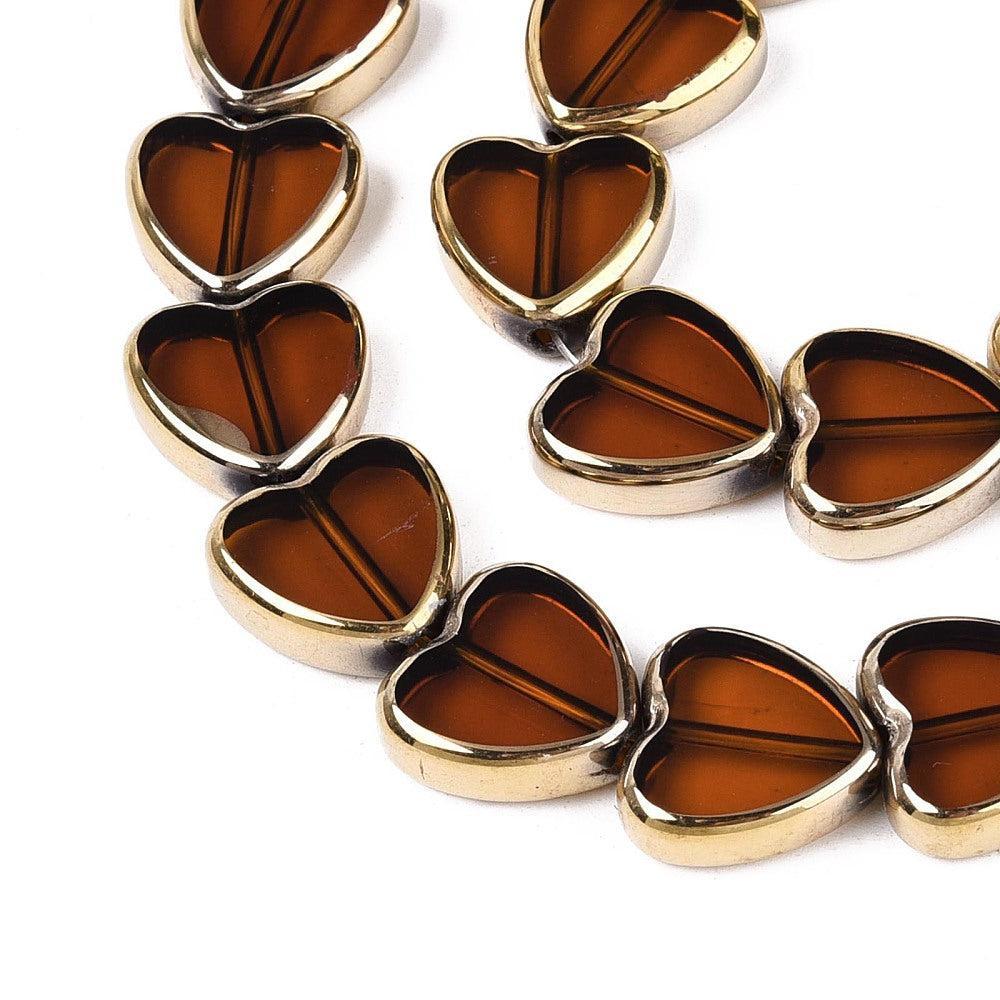 Electroplated glas kraal hart bruin 13mm - per stuk-Kralen-Kraaltjes van Renate