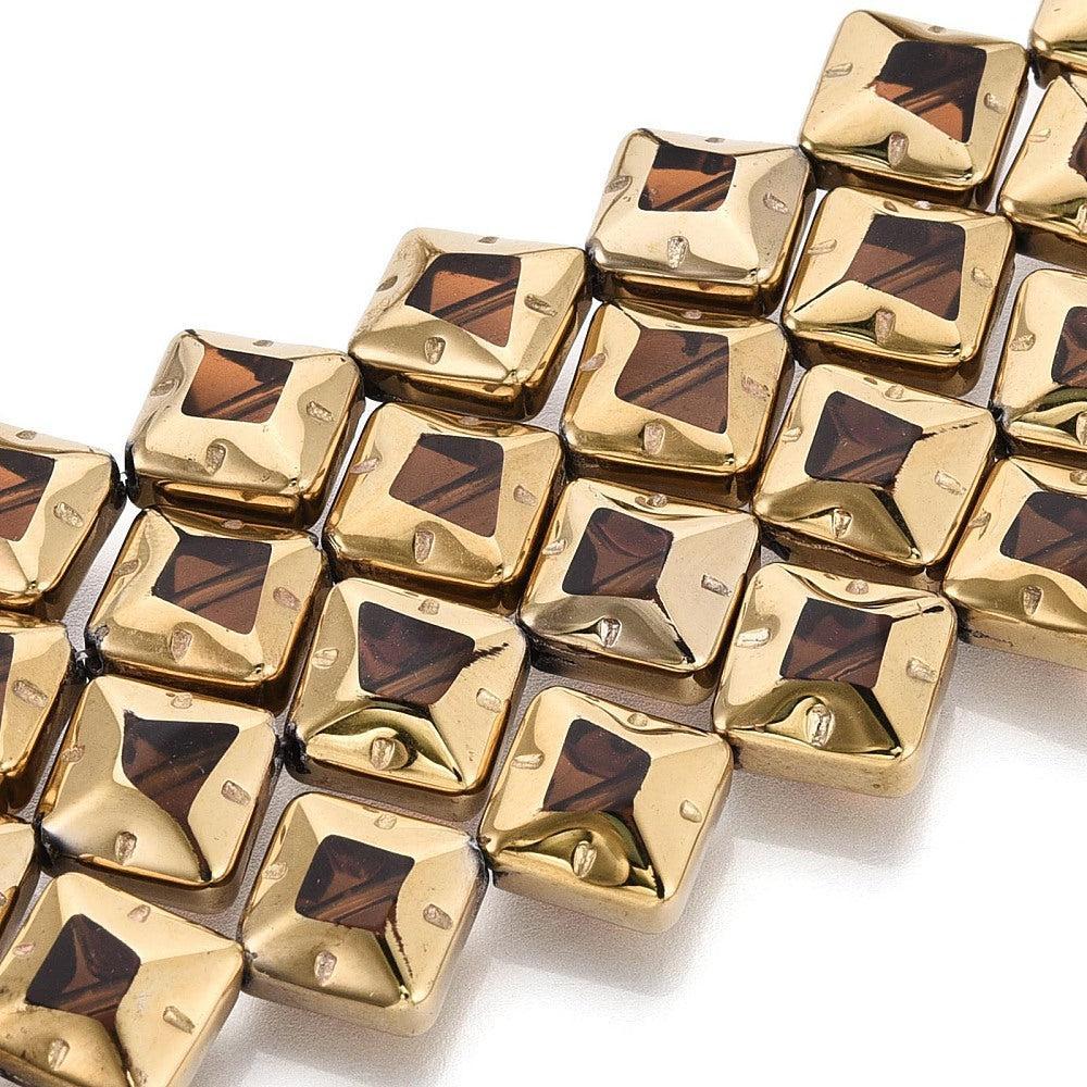 Electroplated glas kraal rhombus camel 12mm - per stuk-Kralen-Kraaltjes van Renate