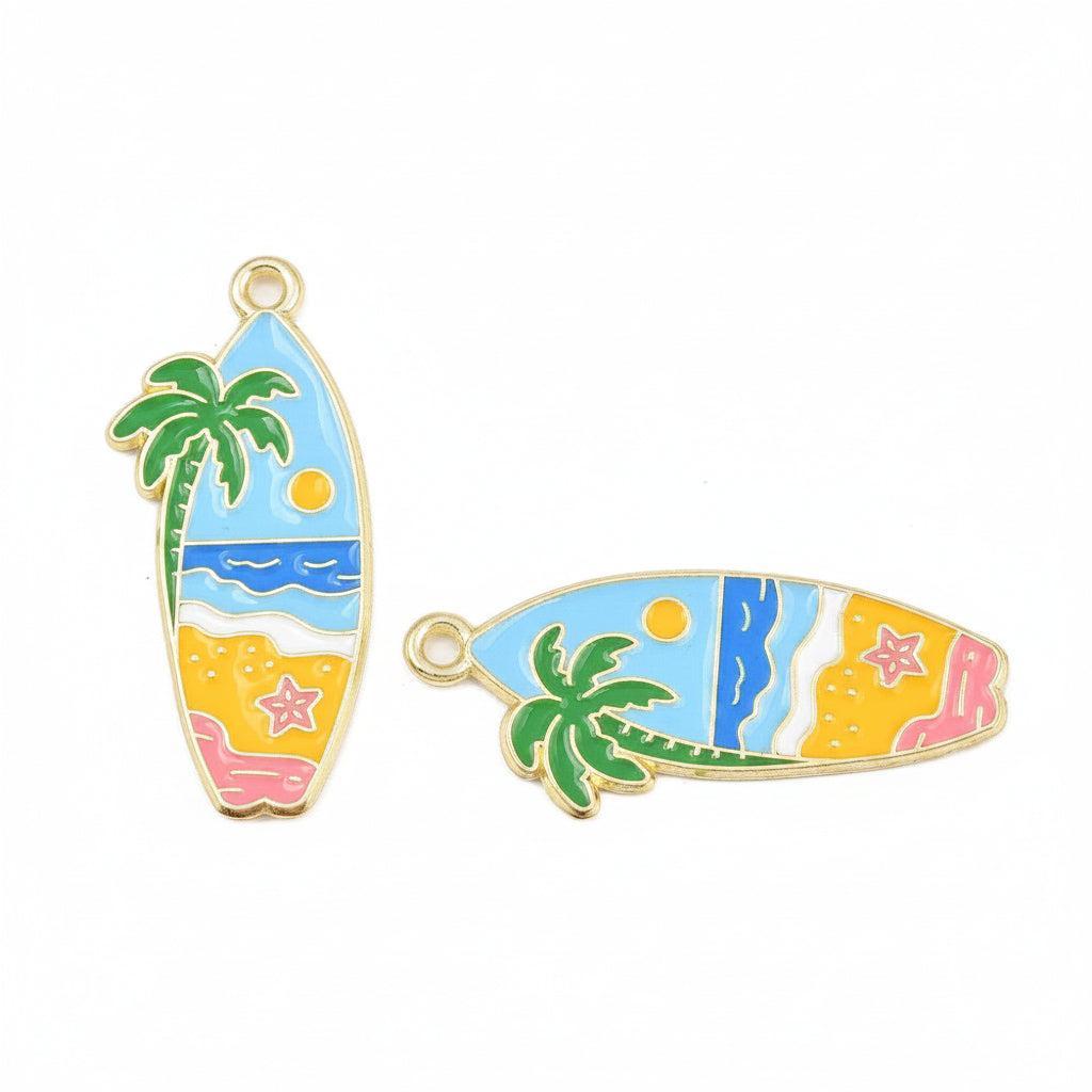 Emaille Bedel Surfboard Goud 35x16mm - per stuk-Bedels-Kraaltjes van Renate