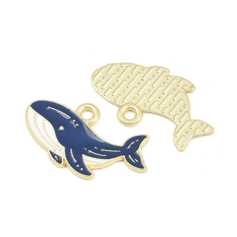 Emaille Bedel Walvis Goud 14.5x26mm - per stuk-Bedels-Kraaltjes van Renate