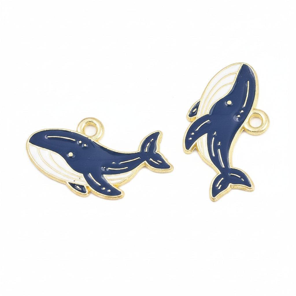 Emaille Bedel Walvis Goud 14.5x26mm - per stuk-Bedels-Kraaltjes van Renate
