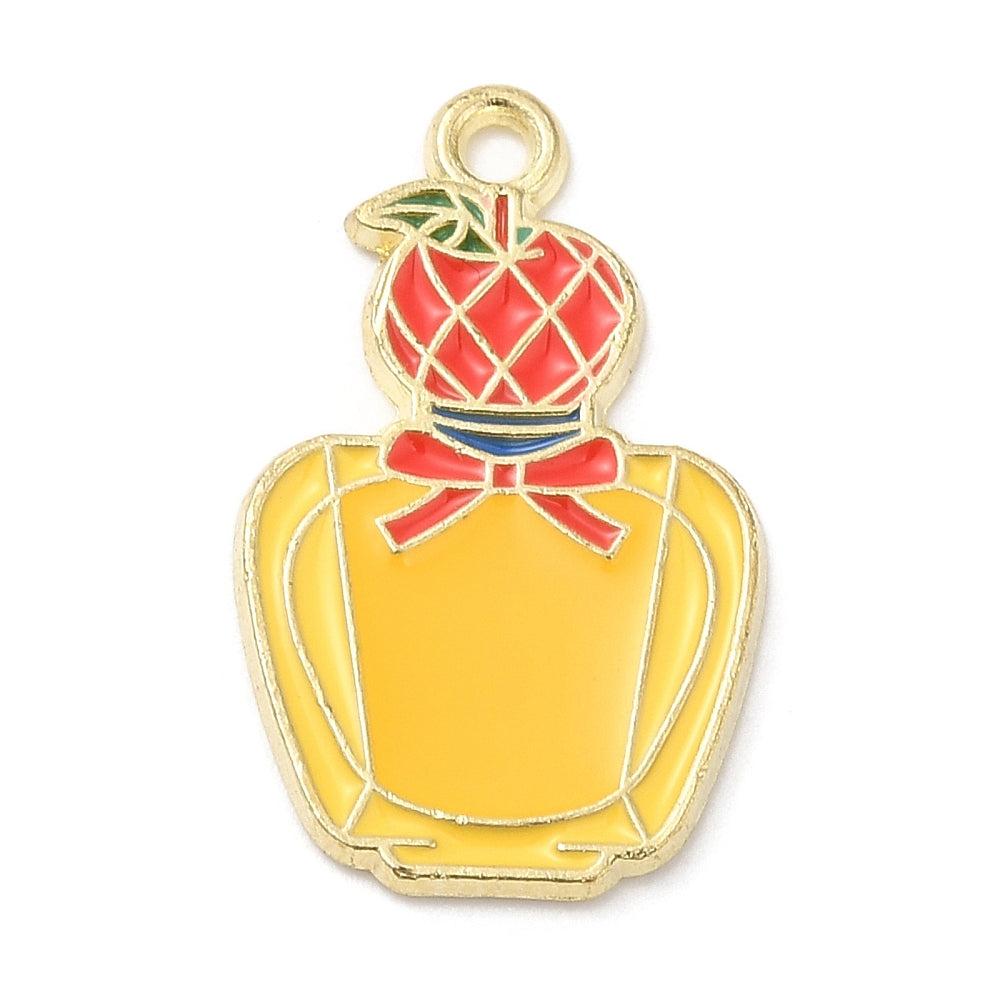 Emaille bedel parfum geel/goud 24x15x1.5mm-bedels-Kraaltjes van Renate