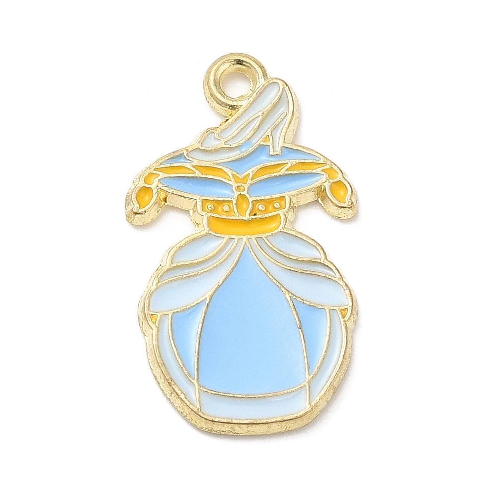 Emaille bedel parfum licht blauw/goud 24x14.5x1.5mm-bedels-Kraaltjes van Renate