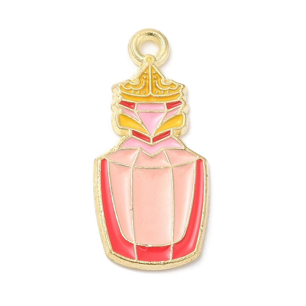Emaille bedel parfum rose/goud 24x11x1.5mm-bedels-Kraaltjes van Renate