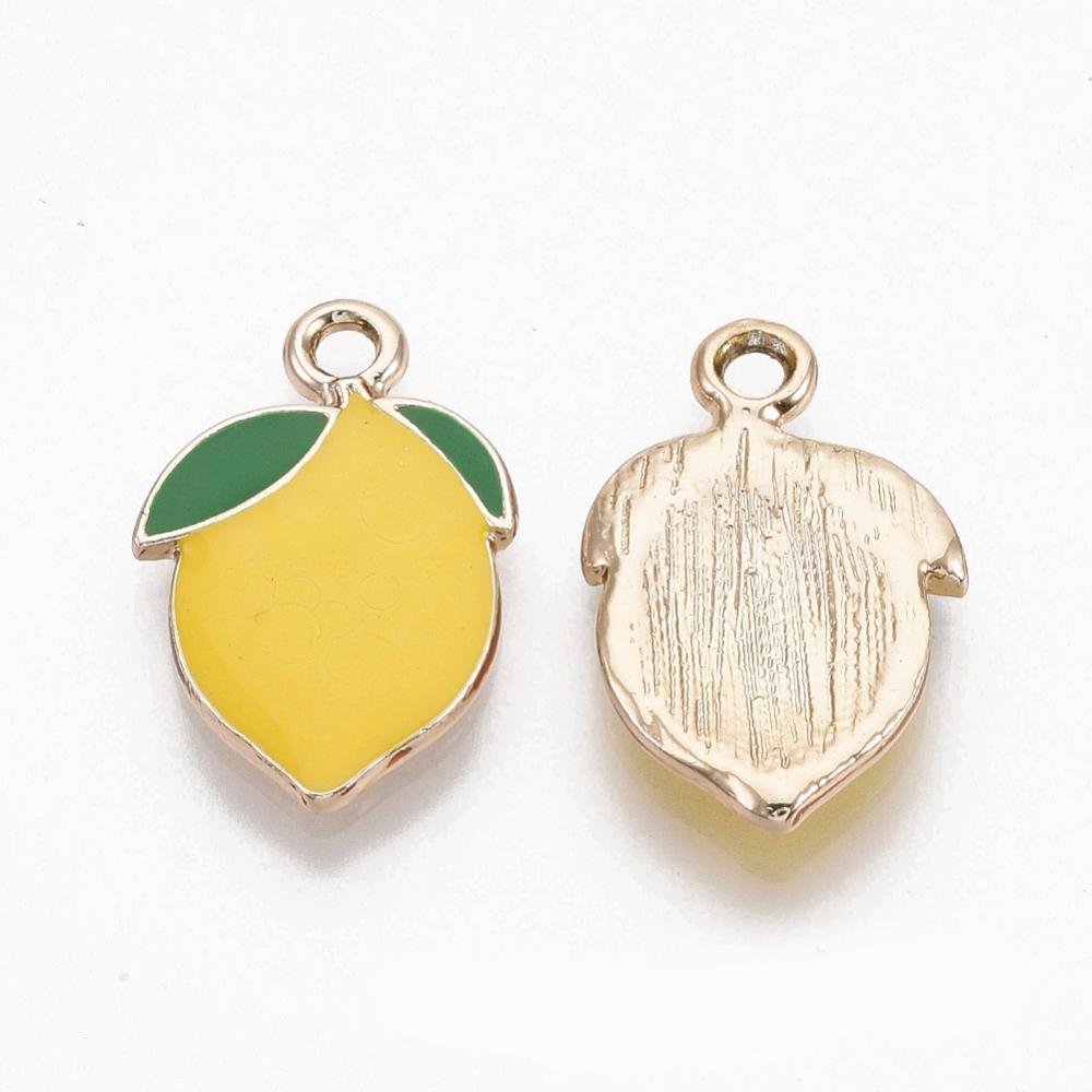 Emaille citroen geel/goud 21mm-bedels-Kraaltjes van Renate