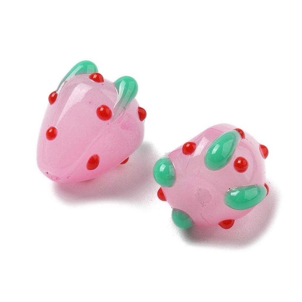Emaille kraal lampwork aardbei 13mm- per stuk-bedels-Kraaltjes van Renate