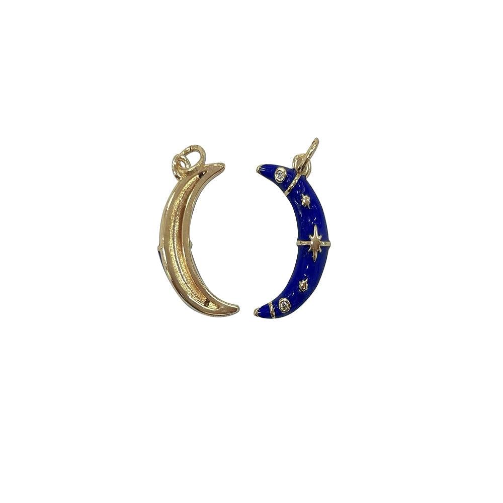 Emaille maan rhinestones blauw/goud 20x12mm-bedels-Kraaltjes van Renate