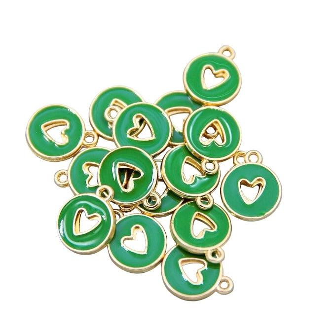 Emaille open hartje groen 14x12mm-bedels-Kraaltjes van Renate