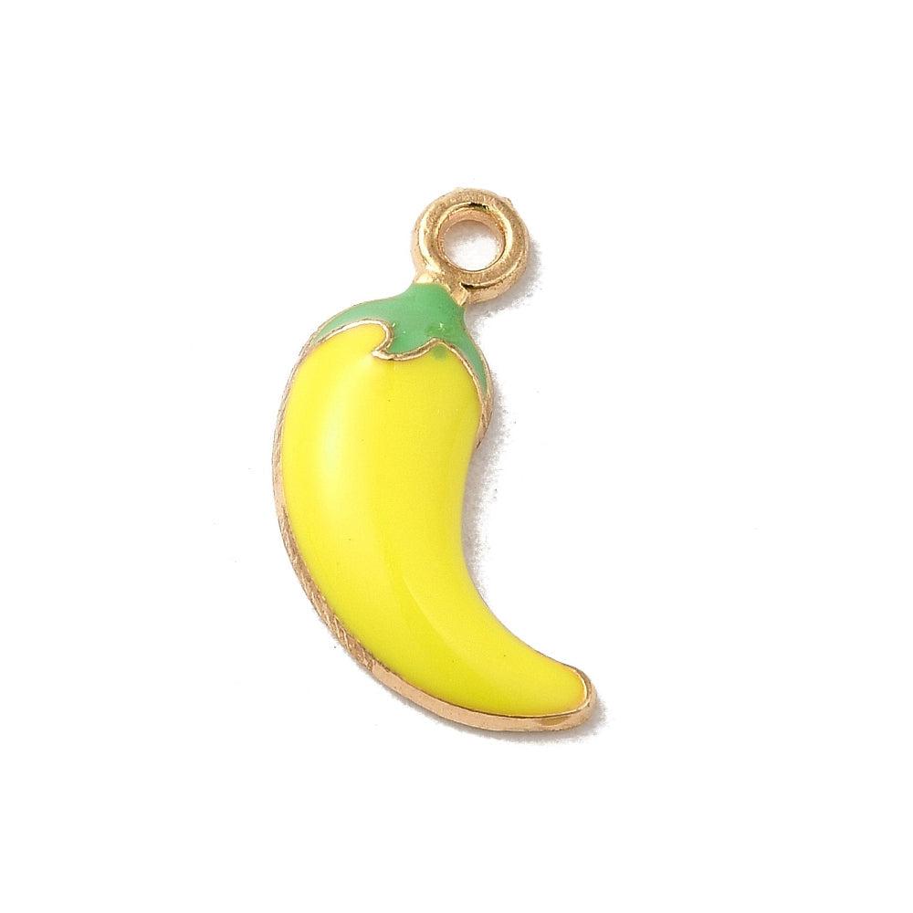 Emaille peper geel 18x11mm-bedels-Kraaltjes van Renate
