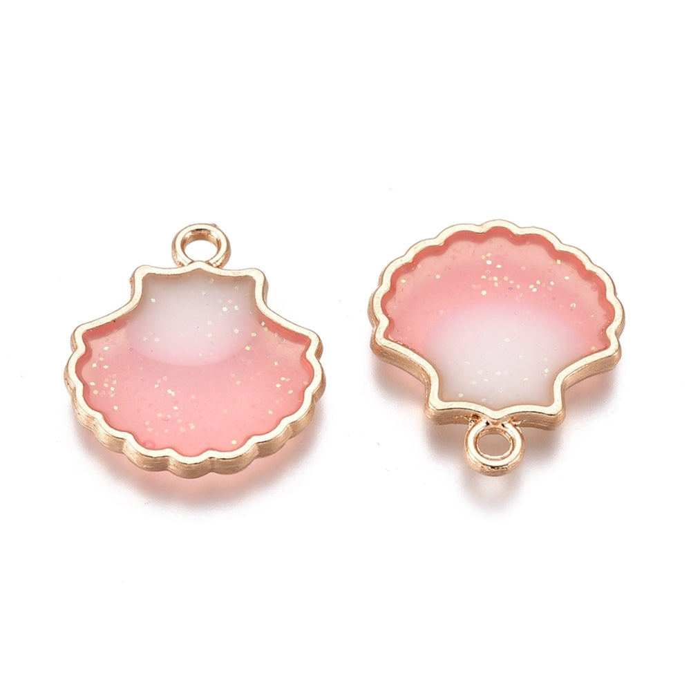Emaille schelp glitter/roze goud 18mm-bedels-Kraaltjes van Renate
