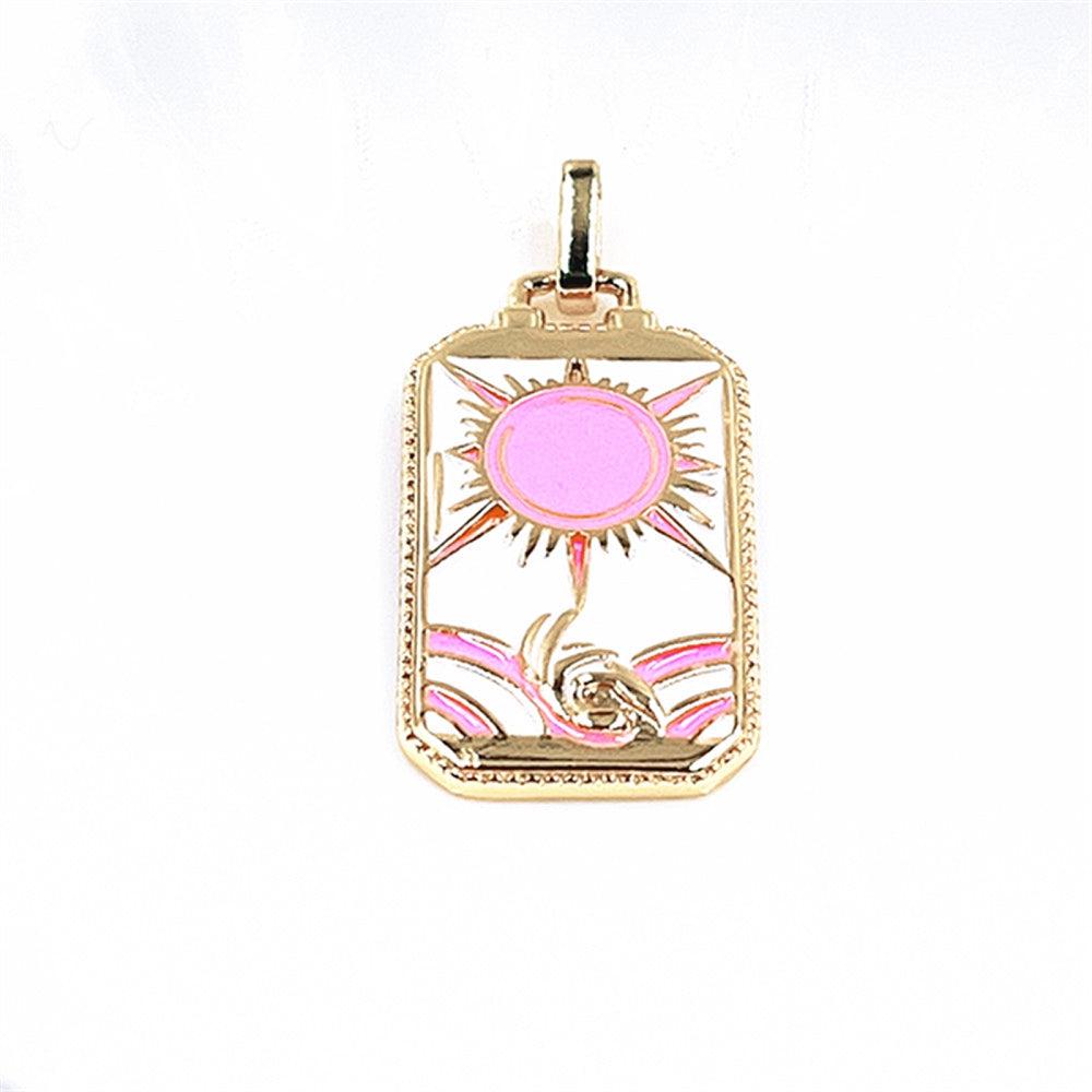 Emaille tarot zon bedel roze 31x14mm-bedels-Kraaltjes van Renate