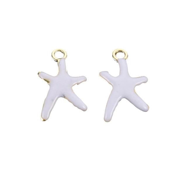 Emaille zeester wit/goud 17mm-bedels-Kraaltjes van Renate