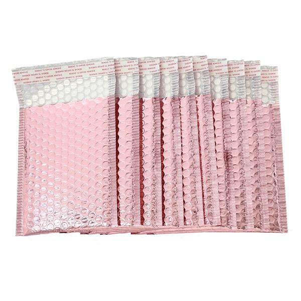 Envelop met bubbeltjesplastic roze metallic 25x15cm-Kraaltjes van Renate