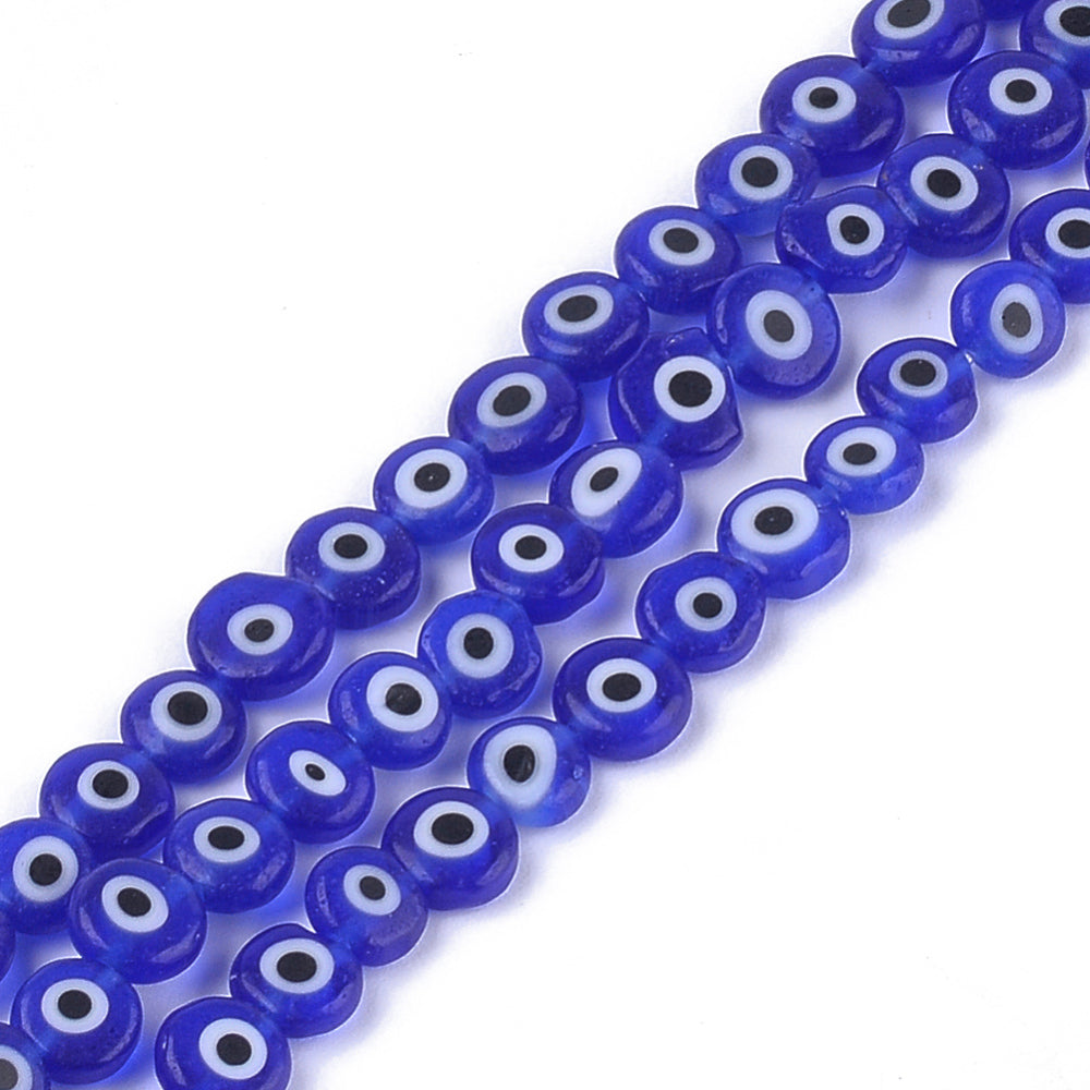 Evil eye kraal plat blauw 6x2,5mm - 12 stuks-Kralen-Kraaltjes van Renate