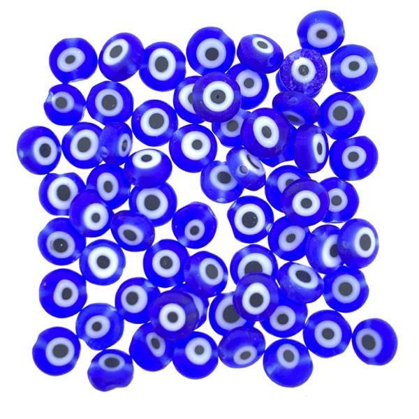 Evil eye kralen plat blauw 6mm - 10 stuks-Kraaltjes van Renate
