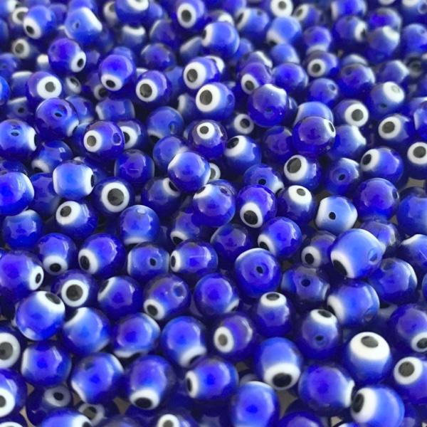 Evil eye kralen rond blauw 6mm - 10 stuks-Kraaltjes van Renate