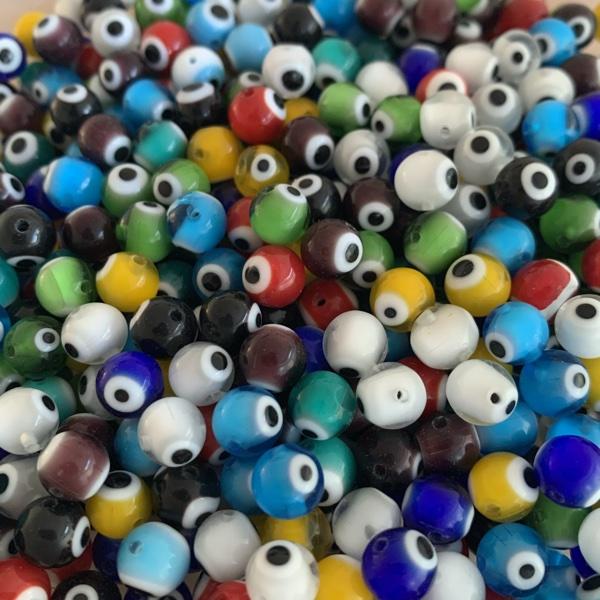 Evil eye kralen rond mixed 8mm - 6 stuks-Kraaltjes van Renate