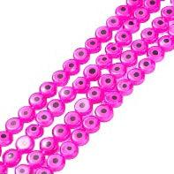 Evil eye lampwork kralen roze 8x3.2mm- 5 stuks-Kralen-Kraaltjes van Renate