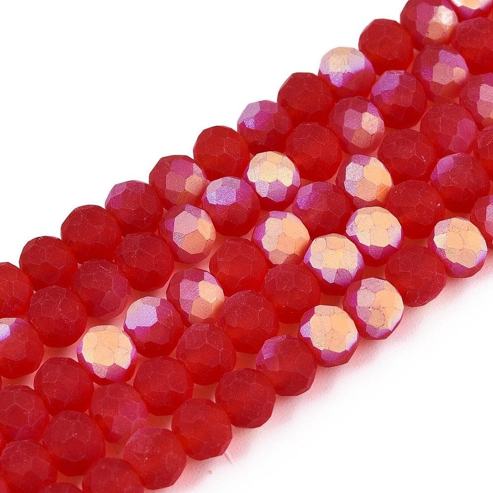 Facet AB plated frosted red 4x3mm - ±113 stuks-Kralen-Kraaltjes van Renate