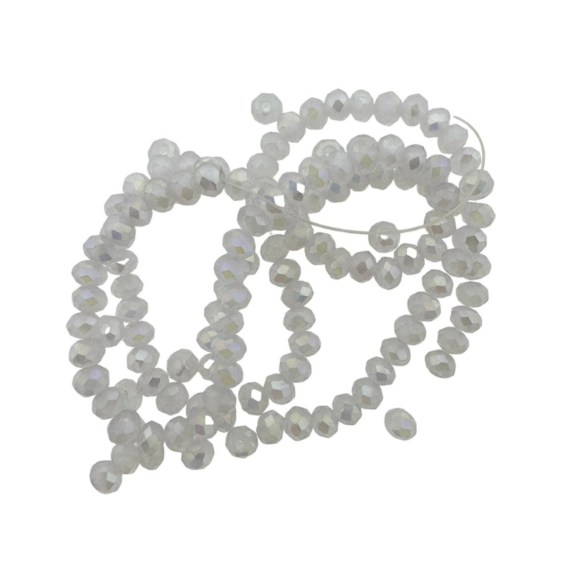 Facet Electroplate Glass Bead white 3x2mm - ±138 stuks-Kralen-Kraaltjes van Renate