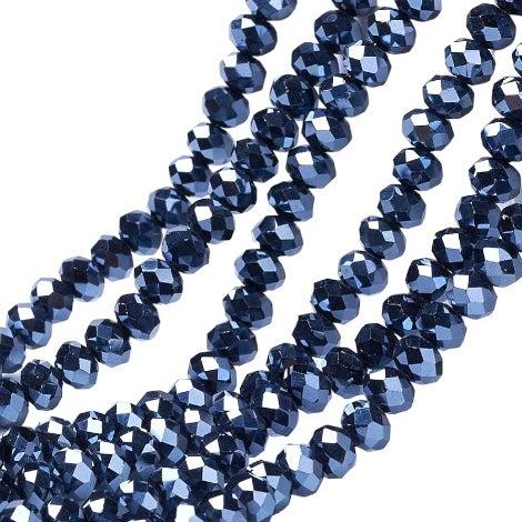 Facet Glass Bead electroplate blue 2x1.5mm - ±195 stuks-Kralen-Kraaltjes van Renate