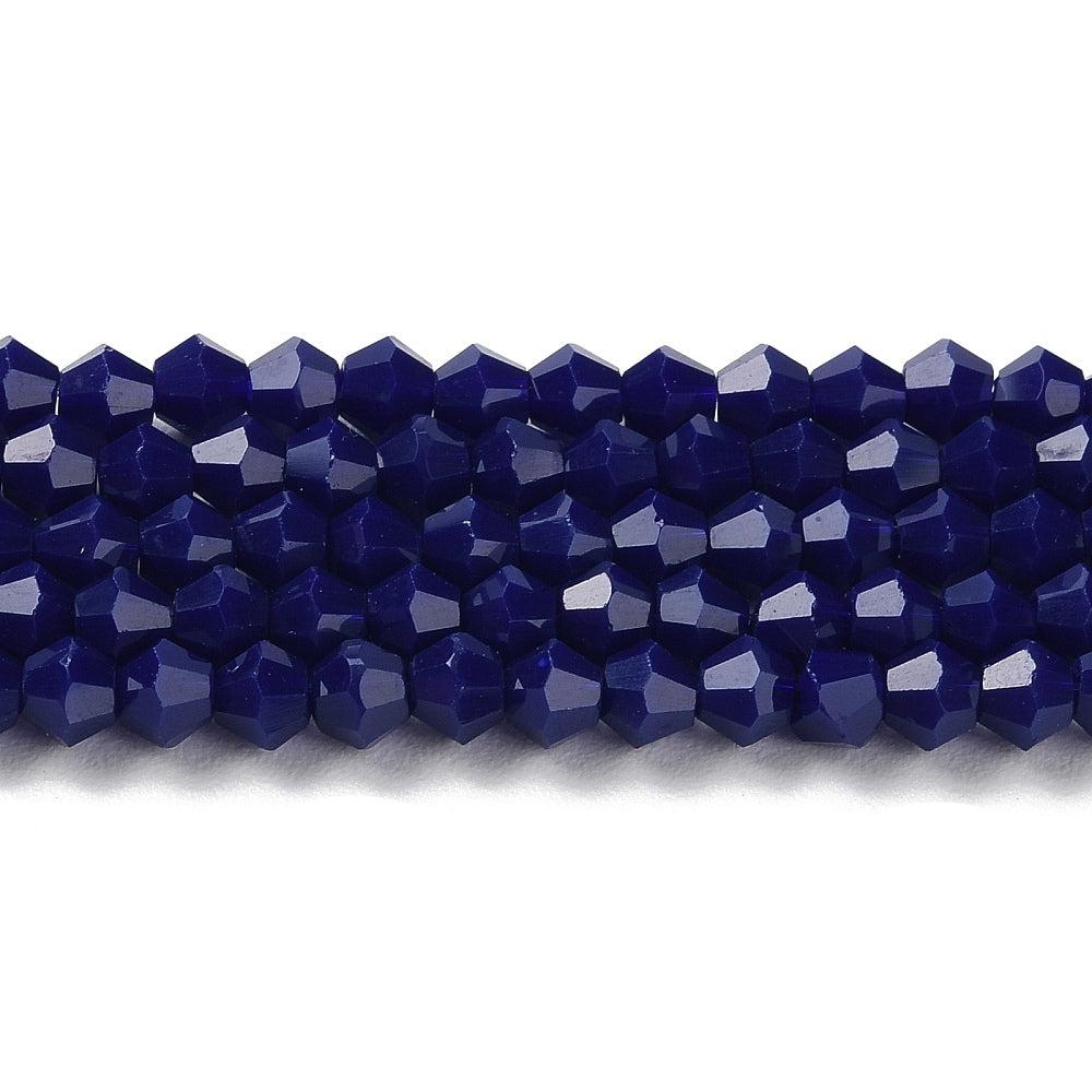 Facet bicone dark blue 4mm - ±82 stuks-Kralen-Kraaltjes van Renate