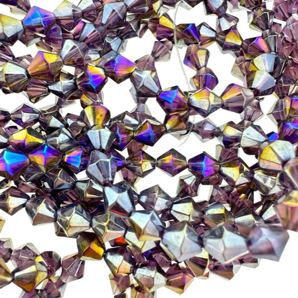 Facet bicone purple rainbow AB 7mm - 50 stuks-Kralen-Kraaltjes van Renate
