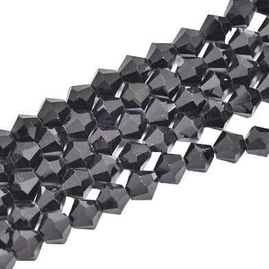 Facet black bicone 4x4mm- per 80 stuks-Kralen-Kraaltjes van Renate