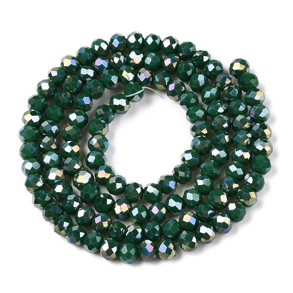 Facet dark green 4x3mm - ±100 stuk-Kralen-Kraaltjes van Renate