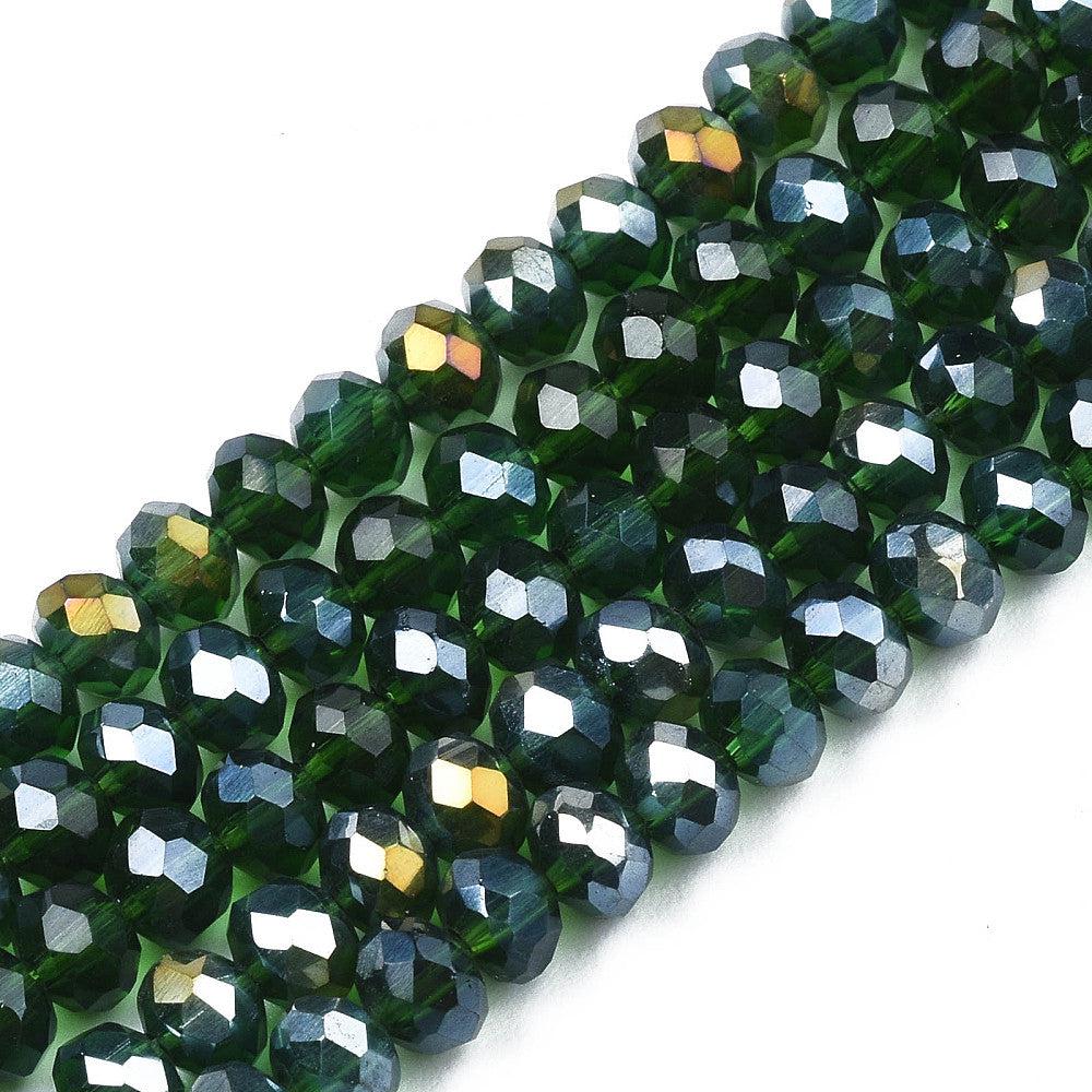 Facet electroplate AB plated dark green 3x2mm - ±145 stuks-Kralen-Kraaltjes van Renate