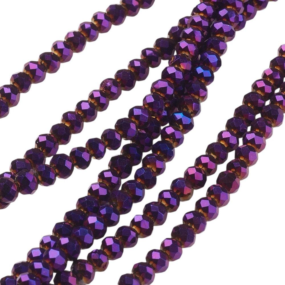 Facet electroplate purple plated 3x2mm - ±115 stuks-Kralen-Kraaltjes van Renate