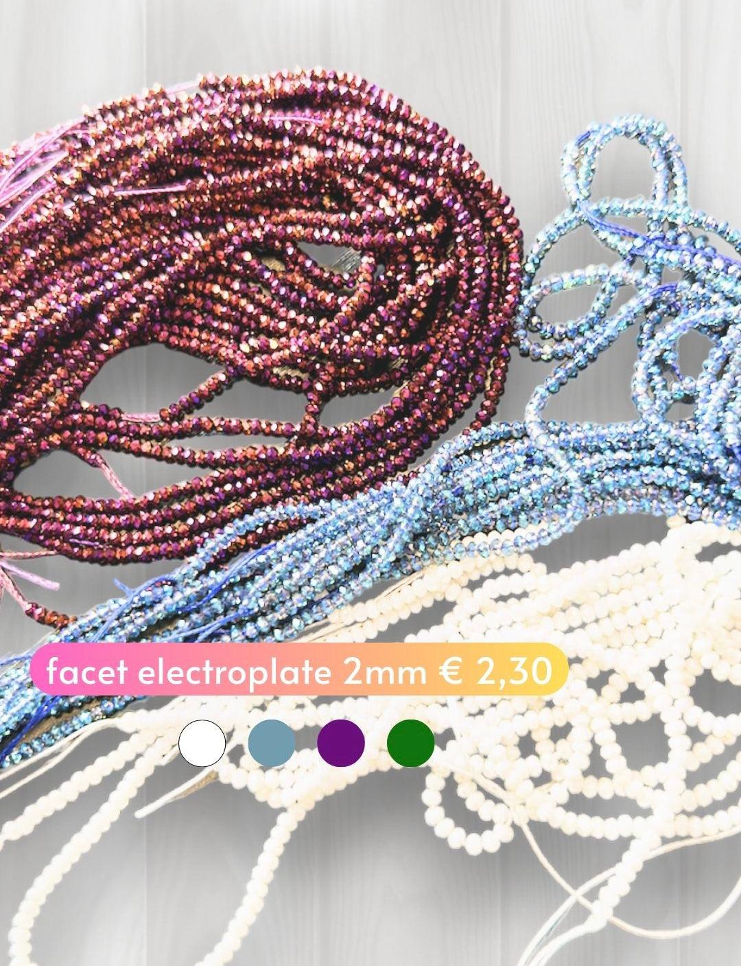 Facet electroplate rainbow plated blue 2mm ±208 stuks-Kralen-Kraaltjes van Renate