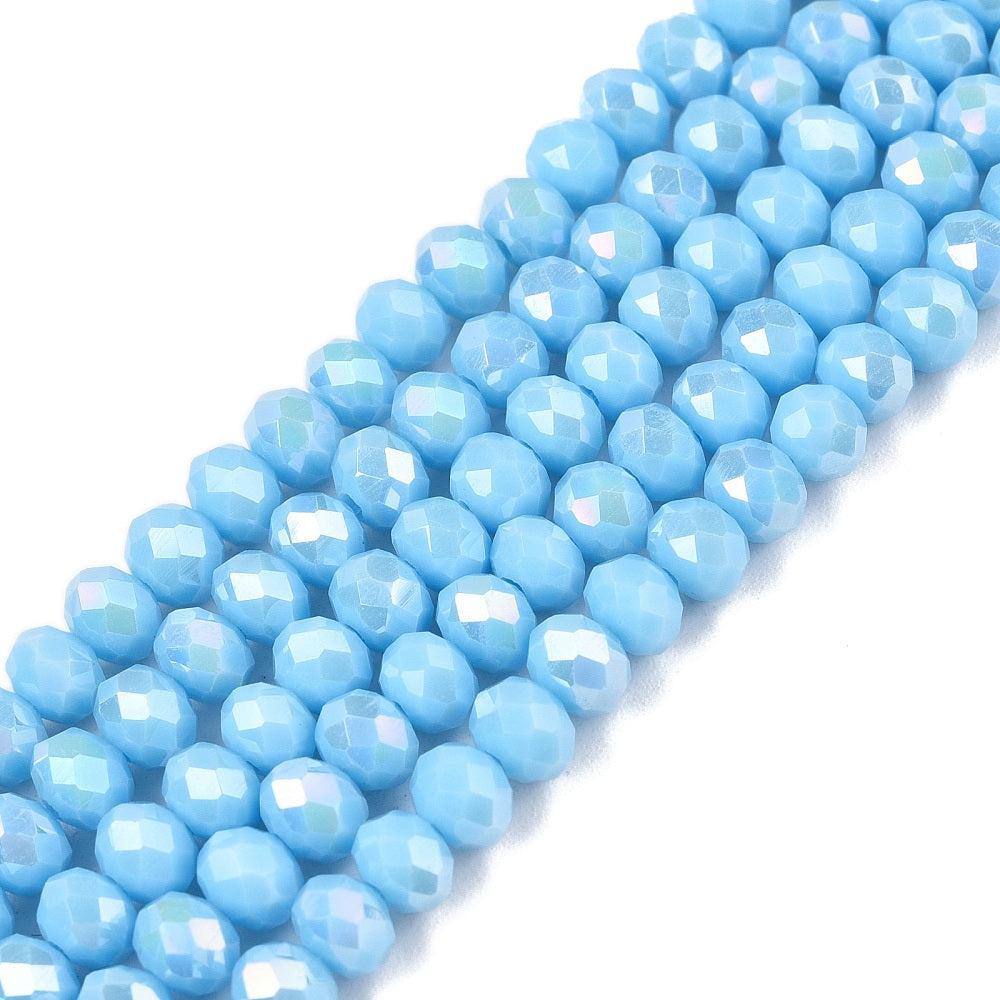 Facet electroplated AB plated sky blue 4x3mm - ±113 stuks-Kralen-Kraaltjes van Renate